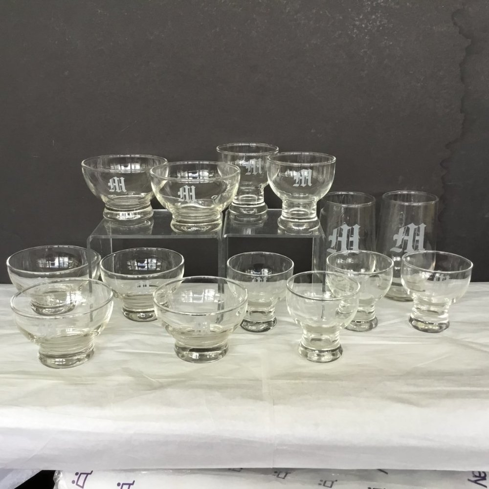 Cocktail Glassware Barware Monogram M Lot 14 - Picture 2 of 11